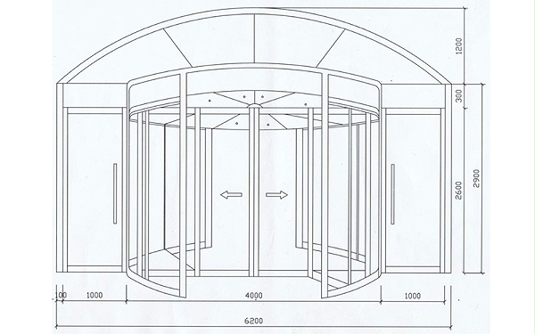 旋轉(zhuǎn)門門區(qū)測(cè)量尺寸圖
